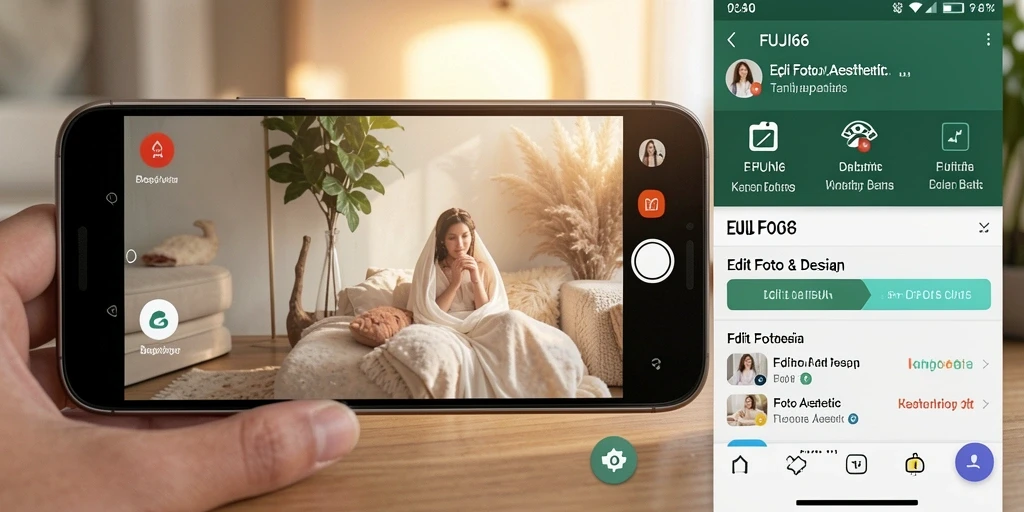 Tampilan antarmuka aplikasi FUJI66 untuk fitur Edit Foto Aesthetic.