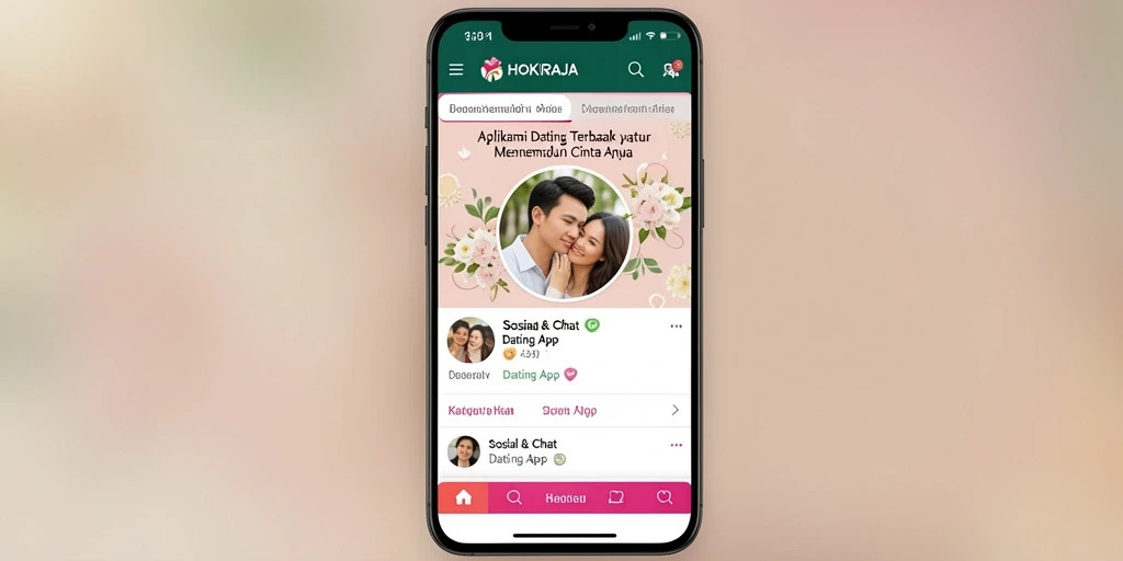 Screenshot antarmuka aplikasi HOKIRAJA menunjukkan fitur kencan yang interaktif.