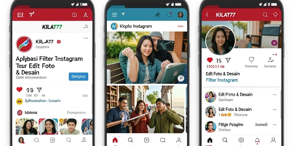 Tampilan antarmuka KILAT77 dengan berbagai filter Instagram yang memikat.