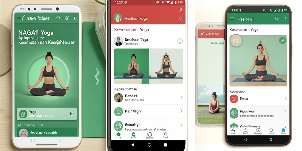 Antarmuka pengguna NAGA11 yang menampilkan berbagai program Yoga.