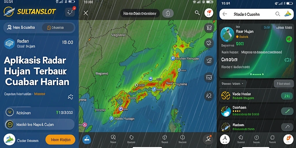 Tampilan antarmuka aplikasi Radar Hujan SULTANSLOT yang informatif.